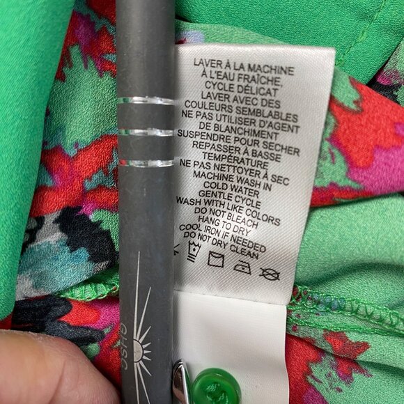 Rachel Zoe Floral Bow Tie Sleeveless Blouse M Green‎ & Red Career - Picture 6 of 8